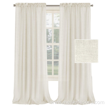 Natural Linen Curtains Textured Woven Linen Sheer Curtains